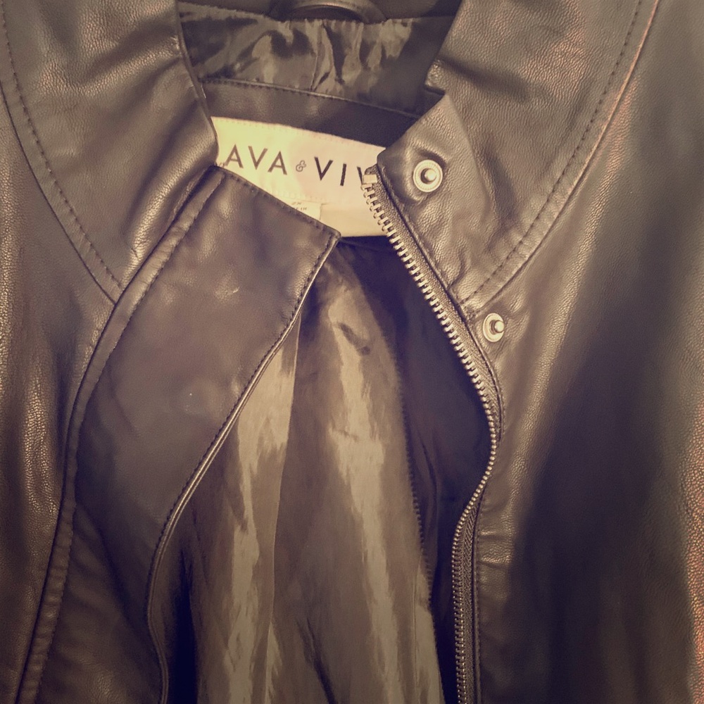 Plus Size Faux Leather Moto Jacket - Black